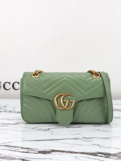 GUCCI Shoulder Bags Leather (Green-Gold) 26X15X7CM D10202608060313