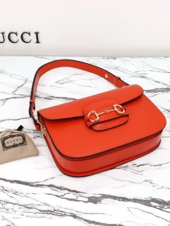 GUCCI Shoulder Bags Leather (Orange-Gold) 25X18X8CM E80202608060344