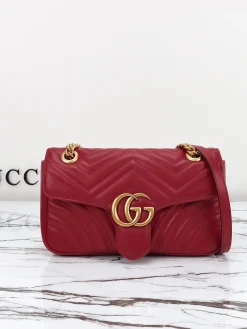 GUCCI Shoulder Bags Leather (Red-Gold) 26X15X7CM D10202608060311