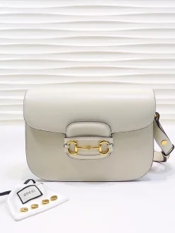 GUCCI Shoulder Bags Leather (White-Gold) 25X18X8CM E90202608060177
