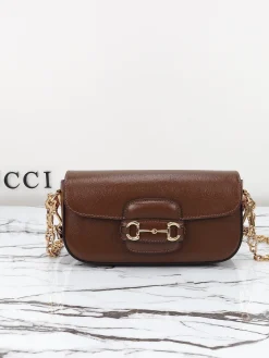 GUCCI Shoulder Bags Original Leather (Brown-Gold) 27X13X5CM E20202608060422