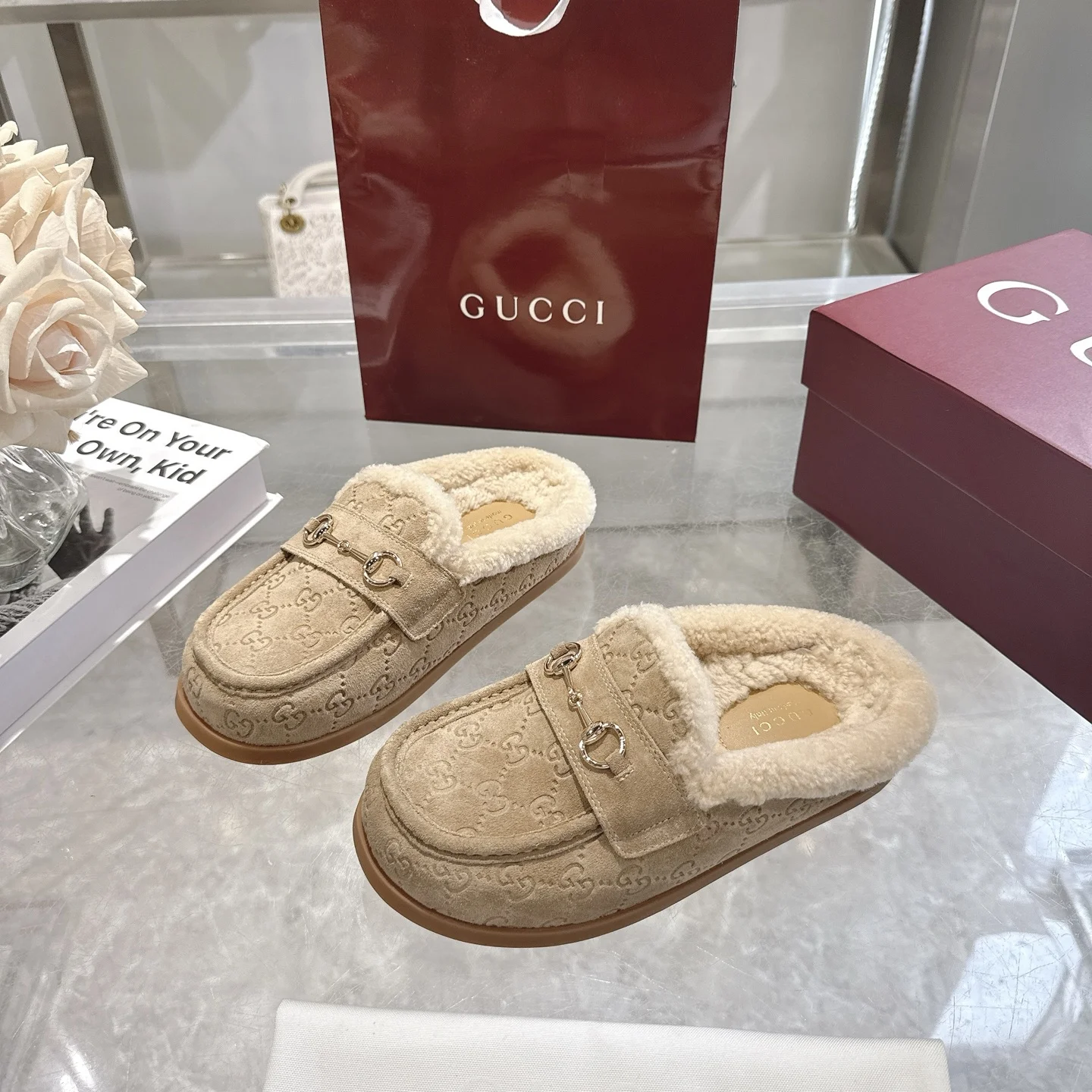 GUCCI Slippers Suede Calfskin EU36-42 B40202608030009 - Image 3