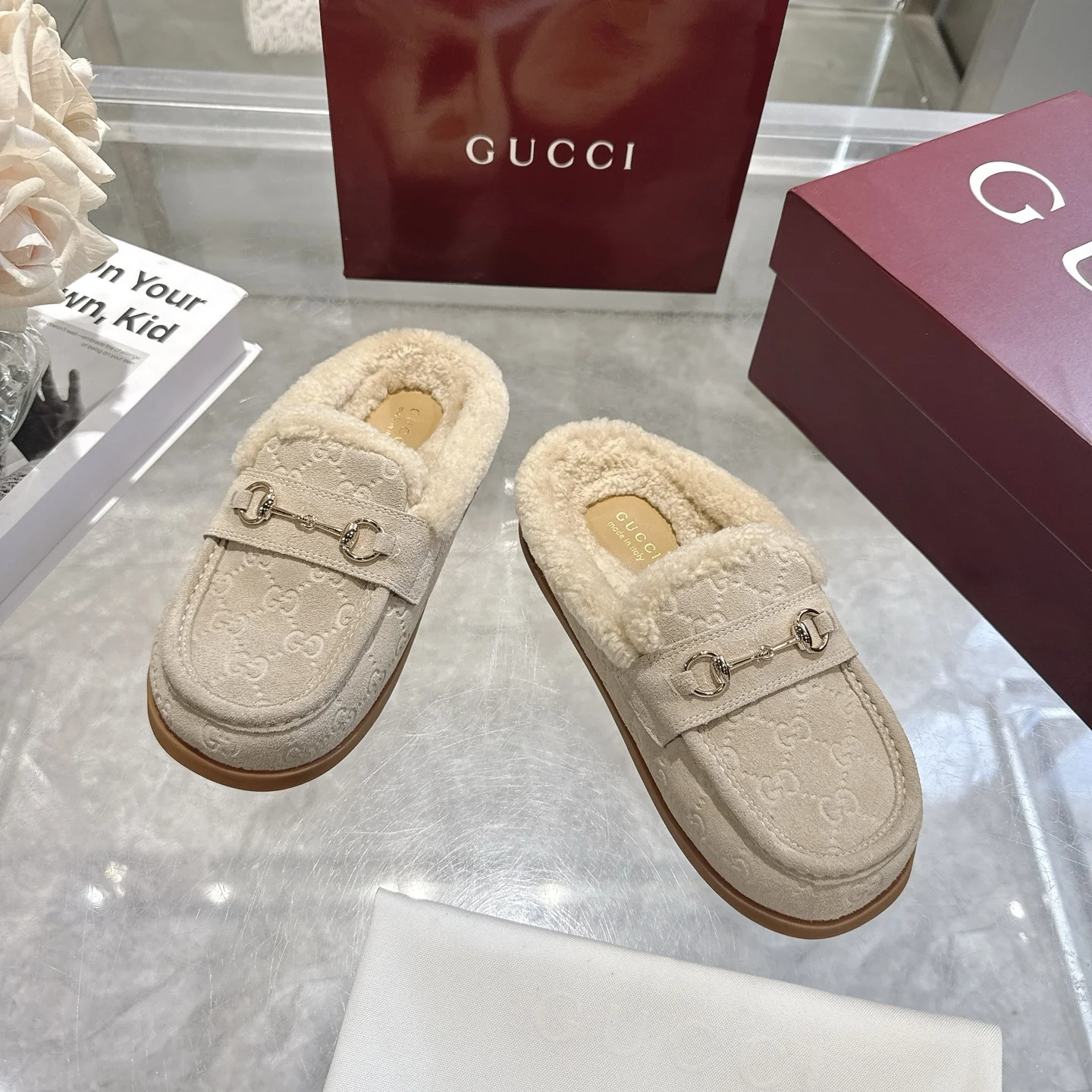 GUCCI Slippers Suede Calfskin EU36-42 B40202608030011 - Image 3