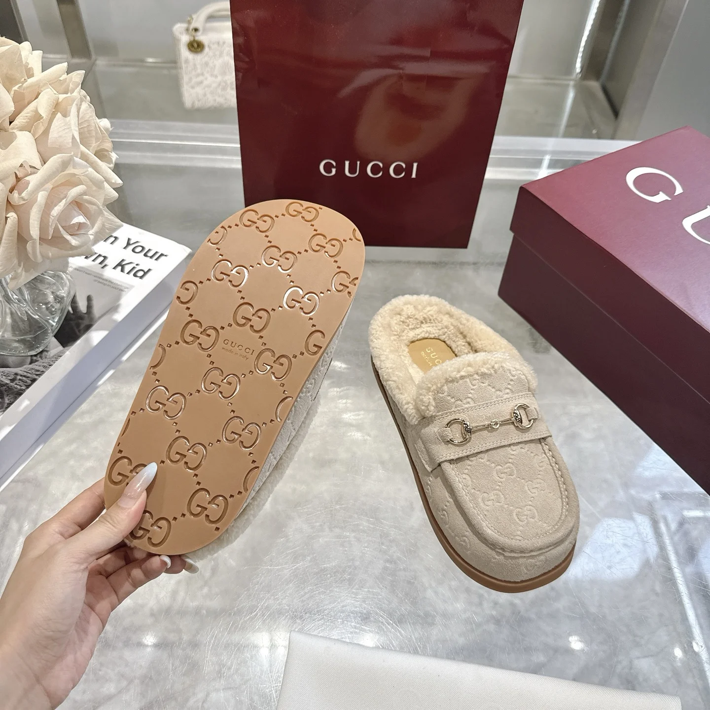 GUCCI Slippers Suede Calfskin EU36-42 B40202608030011 - Image 9