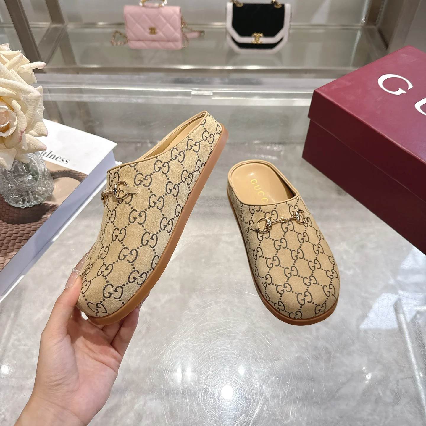 GUCCI Slippers Suede Leather EU36-42 B00202608030001 - Image 6