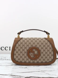 GUCCI Top Handle Bags (Brown-Beige) 32X17X10CM E60202608060052
