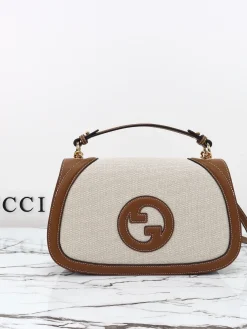 GUCCI Top Handle Bags Canvas Leather (Brown-Beige) 32X17X10CM F00202608060053