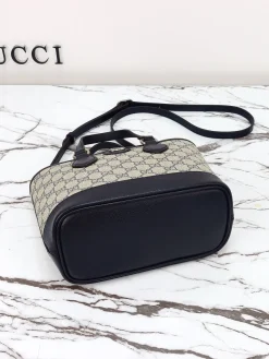 Alternative view of GUCCI Top Handle Bags Leather (Beige-Navy) 20X18X10CM C90202608060243