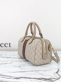 Alternative view of GUCCI Top Handle Bags Leather (Beige-Red) One Size C90202608060080