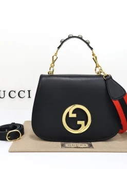 GUCCI Top Handle Bags Leather (Black-Gold) 29X22X7CM G70202608060437