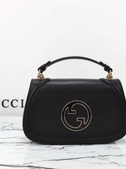 GUCCI Top Handle Bags Leather (Black-Gold) 32X17X10CM G50202608060061