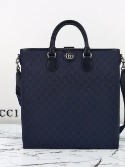 GUCCI Top Handle Bags Leather (Blue-Black) 36X38X6CM D40202608060182