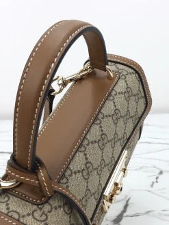 Alternative view of GUCCI Top Handle Bags Leather (Brown-Beige) 20X13X8CM D80202608060138