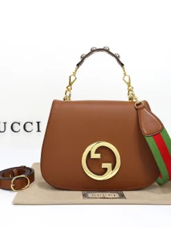 GUCCI Top Handle Bags Leather (Brown-Gold) 29X22X7 CM G70202608060436