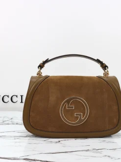 GUCCI Top Handle Bags Leather (Brown-Gold) 32X17X10 CM G10202608060056