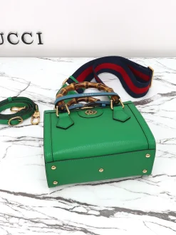Alternative view of GUCCI Top Handle Bags Leather (Green-Brown) 20x16x10 cm E70202608060024
