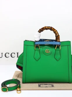 GUCCI Top Handle Bags Leather (Green-Gold) 27X24X11 CM F50202608060012