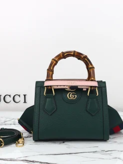 GUCCI Top Handle Bags Leather (Green-Pink) 20X16X10CM E70202608060025