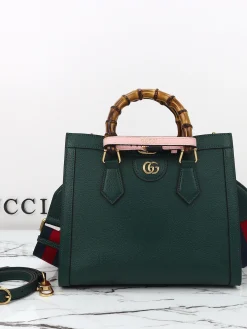 GUCCI Top Handle Bags Leather (Green-Pink) 27X24X11CM F50202608060014