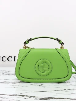 GUCCI Top Handle Bags Leather (Lime Green-Gold-Black) 27X18X7CM F30202608060041