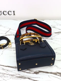 Alternative view of GUCCI Top Handle Bags Leather (Navy-Yellow) 20X16X10CM E80202608060029