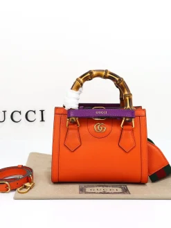 GUCCI Top Handle Bags Leather (Orange-Purple) 20X16X10CM E70202608060022