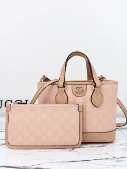 GUCCI Top Handle Bags Leather (Pink-Gold) 20X18X10CM C90202608060244