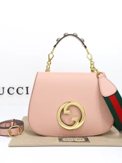 GUCCI Top Handle Bags Leather (Pink-Gold) 29X22X7CM G70202608060435