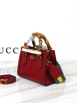 Alternative view of GUCCI Top Handle Bags Leather (Red-Gold) 20X16X10CM E70202608060019
