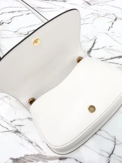 Alternative view of GUCCI Top Handle Bags Leather (White-Black-Gold) 27x18x7 F30202608060047