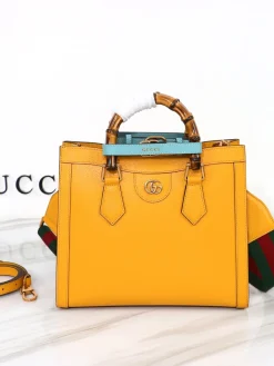 GUCCI Top Handle Bags Leather (Yellow-Gold) 27x24x11cm F50202608060010