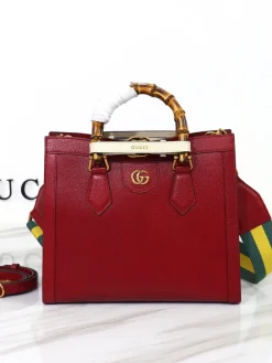GUCCI Top Handle Bags Red Leather (Red-Gold) 27X24X11CM F50202608060013