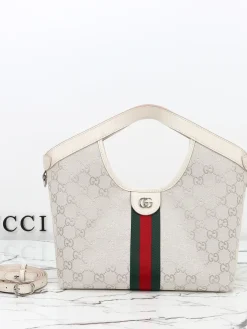 GUCCI Top Handle Bags (White-Red-Green) 25X20X15CM D30202608060497