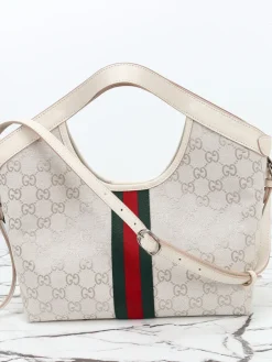 Alternative view of GUCCI Top Handle Bags (White-Red-Green) 25X20X15CM D30202608060497