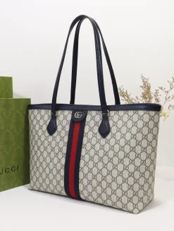 Alternative view of GUCCI Totes Bags Blue Leather (Beige-Blue) 38X28X14CM C20202608060361