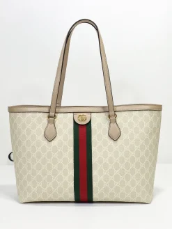 GUCCI Totes Bags Calf Leather (Beige-Red-Green) 38X28X14CM C20202608060362
