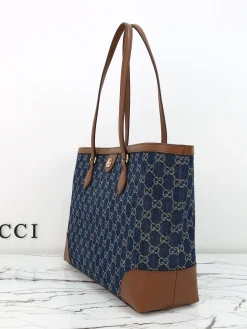 Alternative view of GUCCI Totes Bags Denim (Blue-Brown) 38X28X14 CM C90202608060367