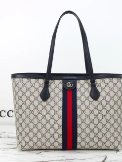 GUCCI Totes Bags Leather (Beige-Blue) 38X28X14CM C20202608060371