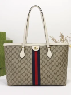 GUCCI Totes Bags Leather (Beige-Brown) 38X28X14CM C20202608060363