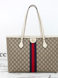 GUCCI Totes Bags Leather (Beige-Brown) 38X28X14CM C20202608060372