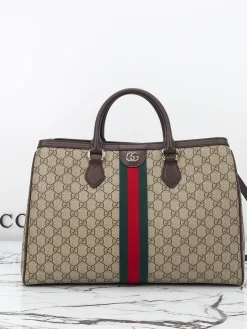 GUCCI Totes Bags Leather (Brown-Beige) 39X27X17CM D90202608060390