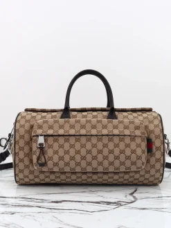 GUCCI Totes Bags Leather (Brown-Black) 42x22x22 cm E20202608060425