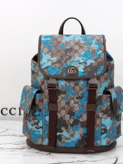 GUCCI Travel Bags Leather (Blue-Brown) 35X46X12CM E50202608060086