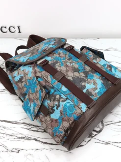 Alternative view of GUCCI Travel Bags Leather (Blue-Brown) 35X46X12CM E50202608060086
