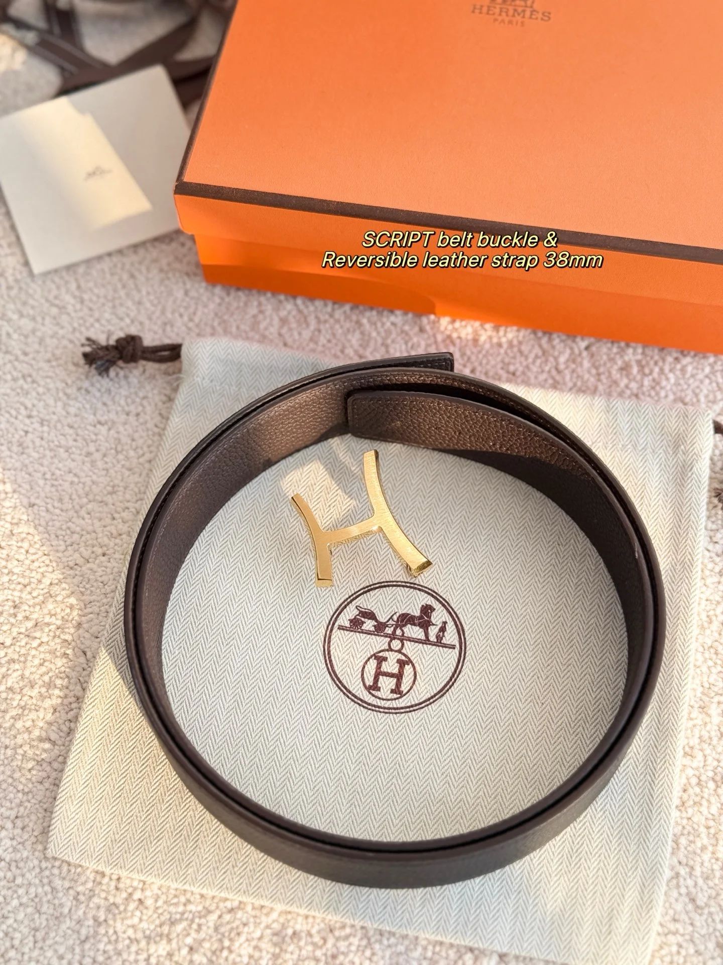 HERMES Belts Togo Leather 3.8cm Width A70202608050490