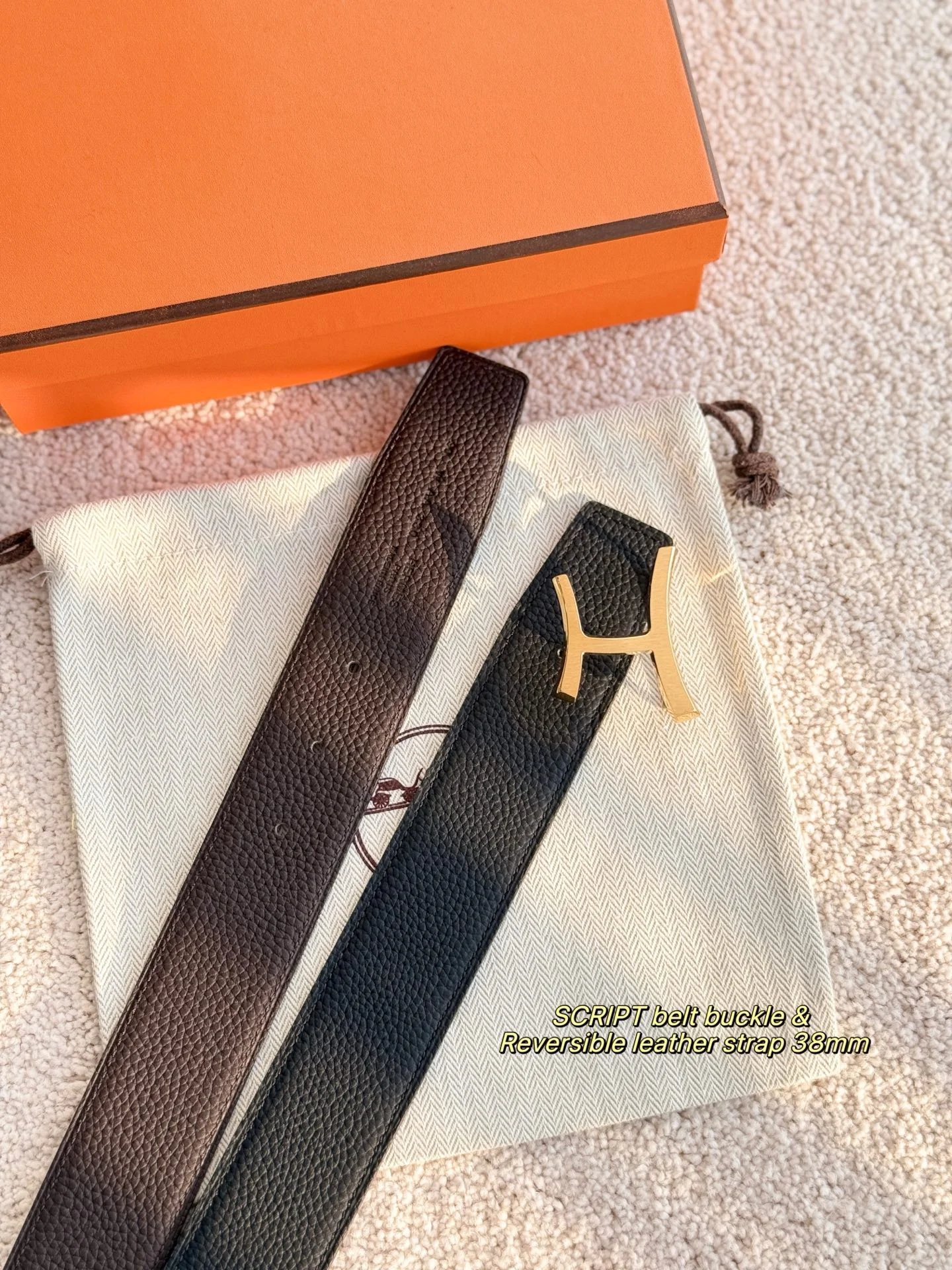 HERMES Belts Togo Leather 3.8cm Width A70202608050490 - Image 2