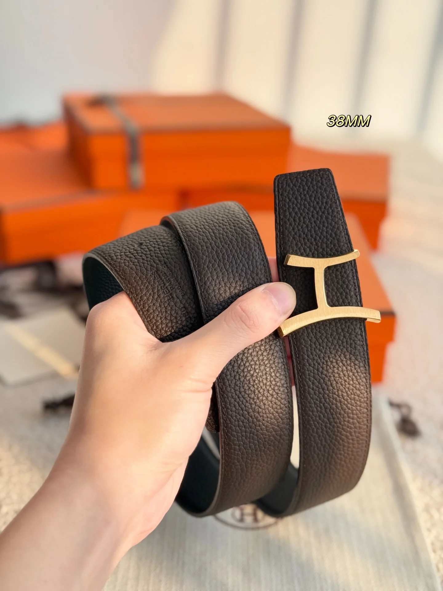 HERMES Belts Togo Leather 3.8cm Width A70202608050490 - Image 4