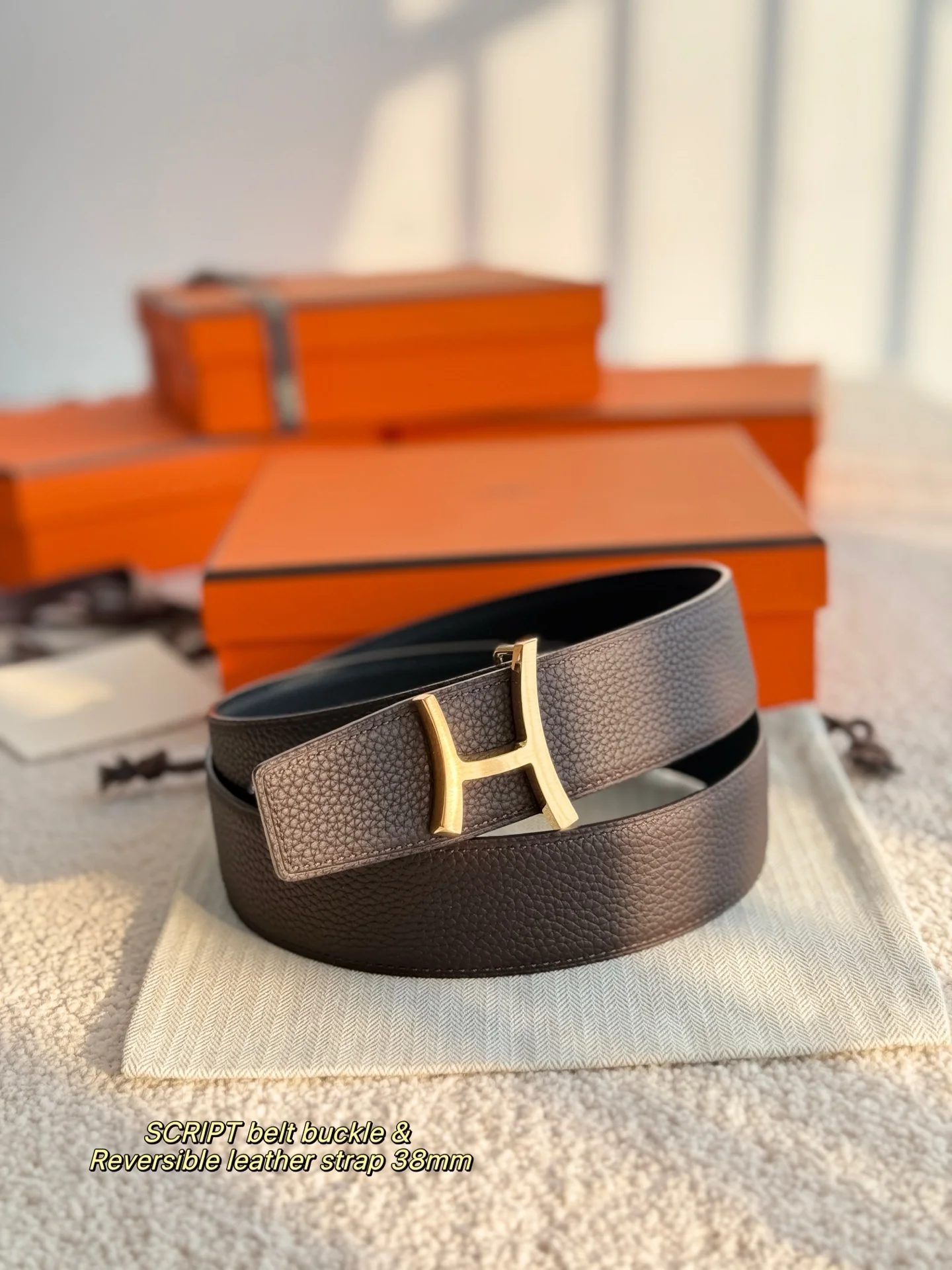 HERMES Belts Togo Leather 3.8cm Width A70202608050490 - Image 5