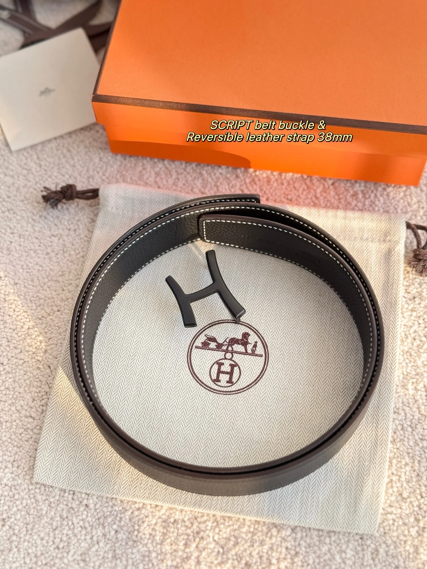 HERMES Belts Togo Leather One Size 3.8cm Width A70202608050489