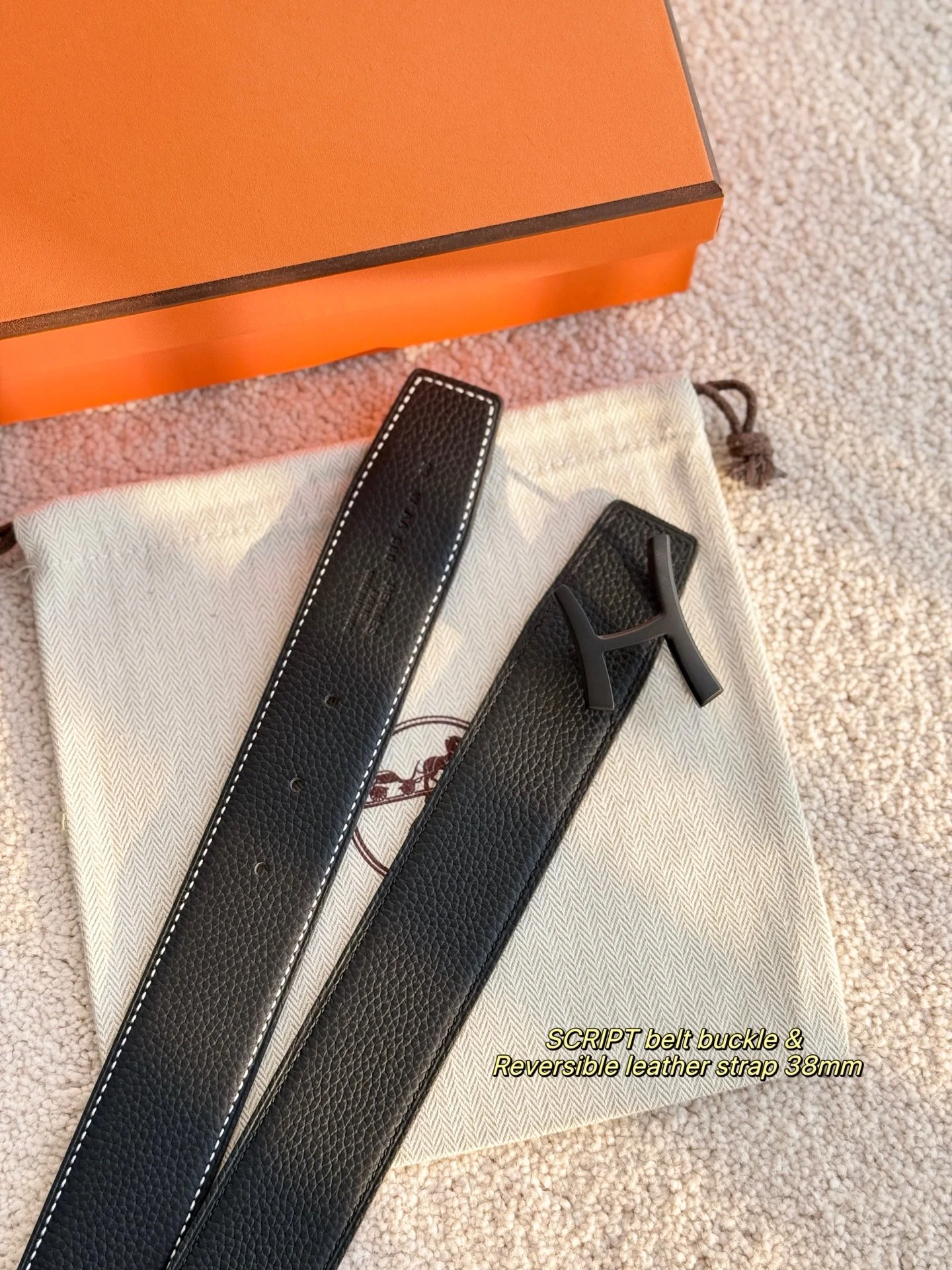 HERMES Belts Togo Leather One Size 3.8cm Width A70202608050489 - Image 2